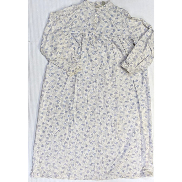 vintage ll bean floral nightgown Women Size S p Ivorry White Sleep Pajamas - Picture 1 of 11